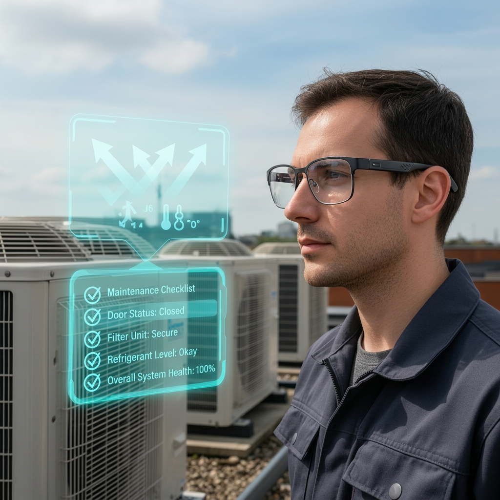 Advanced AR Engine visualization showing complex machinery with holographic overlays