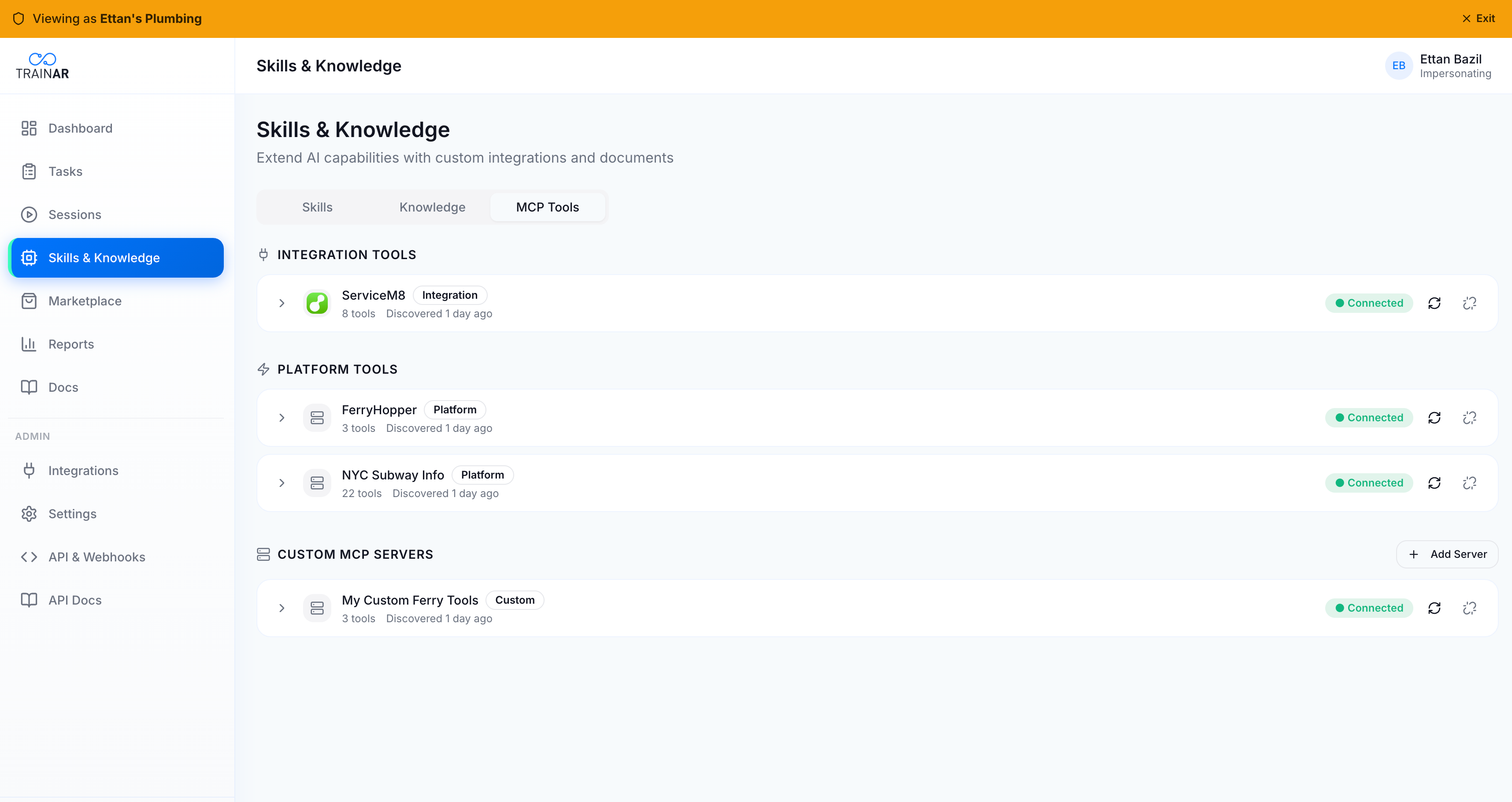 TrainAR skills and knowledge management