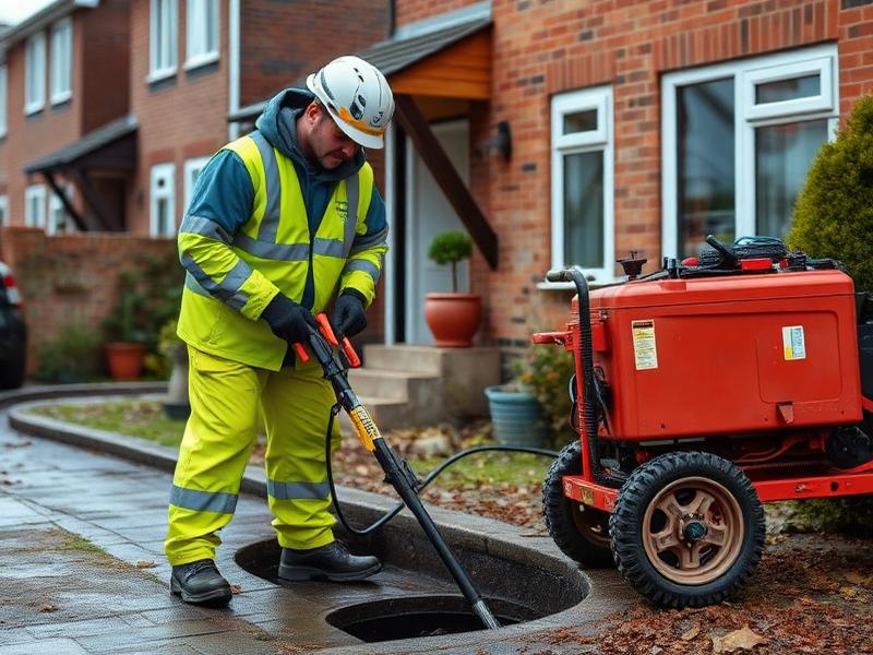 British drainage engineer clearing blocked drains